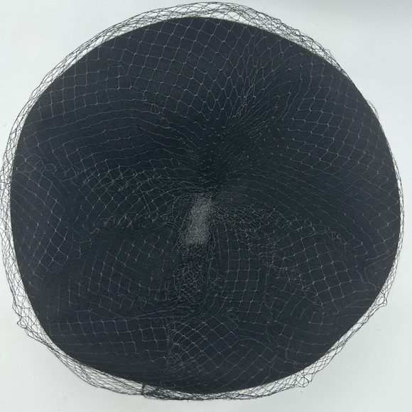 Vintage Black Wool Hat With Black Bow and Netting - Picture 4 of 12